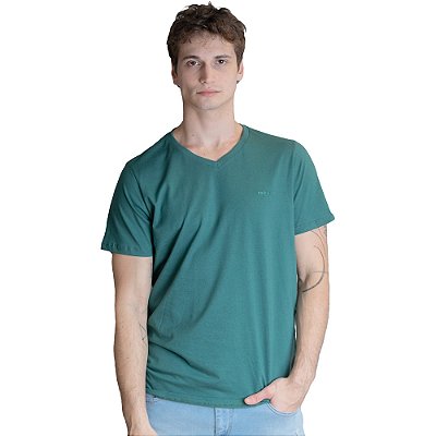Camiseta Colcci Gola V Basic VE23 Verde Masculino