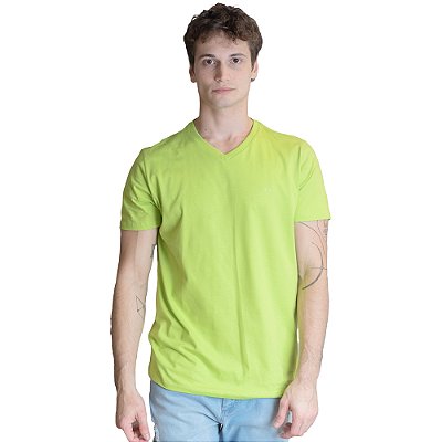 Camiseta Colcci Slim Gola V VE23 Verde Masculino