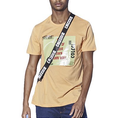 Camiseta Estampada Colcci Slim Laranja Masculino