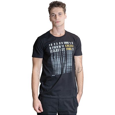 Camiseta Estampada Colcci Numbers Slim VE23 Preto Masculino