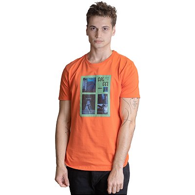 Camiseta Estampada Colcci Slim Laranja Masculino
