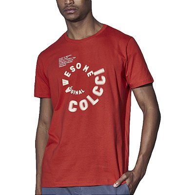 Camiseta Estampada Colcci Slim Vermelho Masculino
