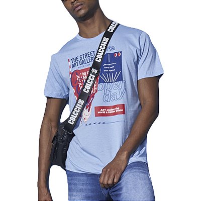 Camiseta Estampada Colcci Slim Azul Masculino