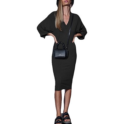 Vestido Canelado Colcci Comfort Preto Feminino