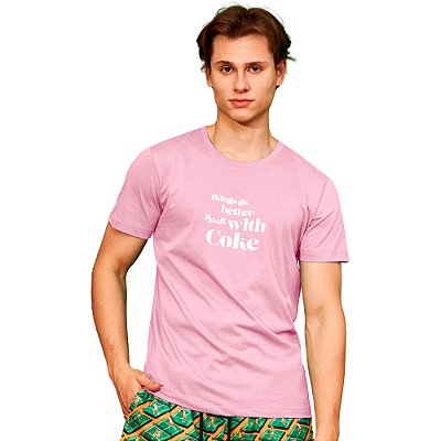 Camiseta Coca Cola Shape V23 Rosa Masculino
