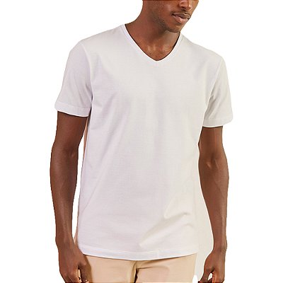 Camiseta Forum Slim Gola V VE23 Branco Masculino