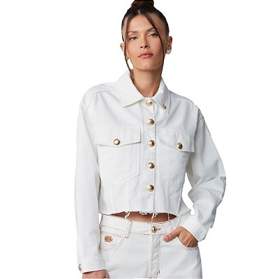 Jaqueta Sarja Lança Perfume Trucker Off White Feminino