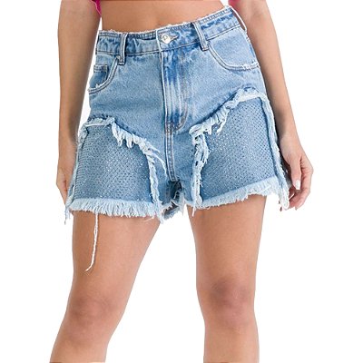 Short Jeans Myft Comfort Loose High Azul Feminino