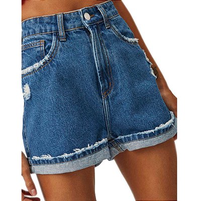 Short Jeans Lança Perfume Mom SH V23 Azul Feminino