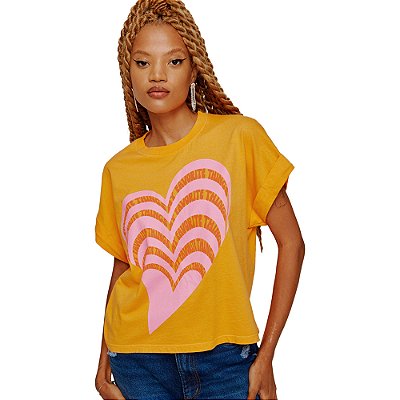 Camiseta Estampada Myft Laranja Feminino