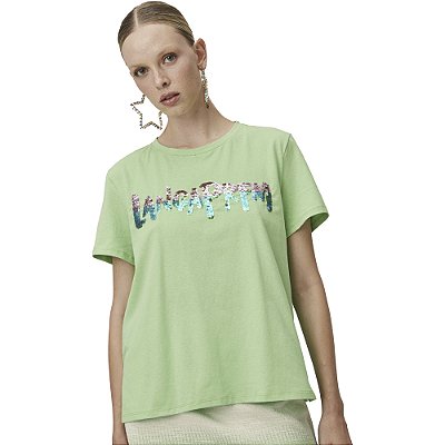 Camiseta Lança Perfume Paetês V23 Verde Feminino