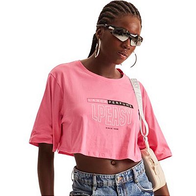 Camiseta Easy Lança Perfume Cropped AV23 Rosa Feminino