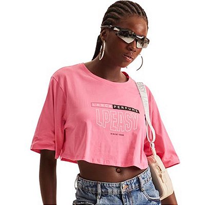 Camiseta Easy Lança Perfume Cropped AV23 Rosa Feminino