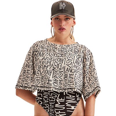 Camiseta Cropped Easy Lança Perfume Monograma AV23 Branco Feminino