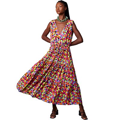 Vestido Estampado Lança Perfume Rosa Feminino
