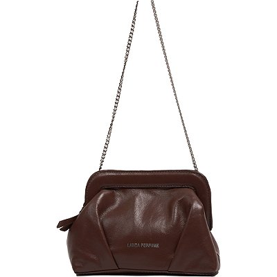 Bolsa Lança Perfume Clutch Glam Couro Marrom Feminino