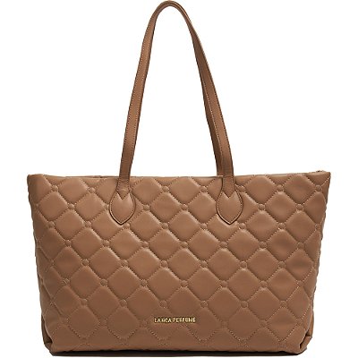 Bolsa Shopping Lança Perfume Metelasse Captone Bege Feminino
