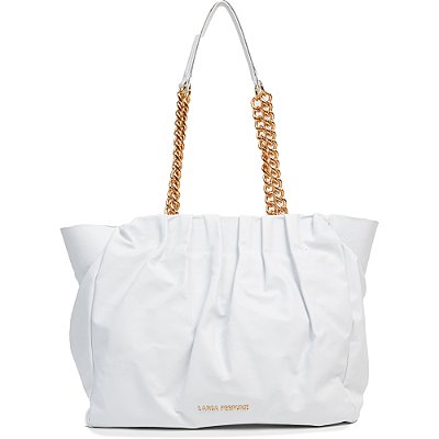 Bolsa Tote Lança Perfume Couro com Pregas Branco Feminino