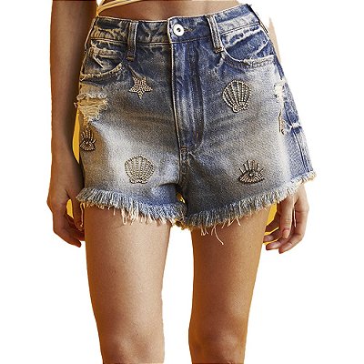 Short Jeans Colcci Bruna Praiana AV23 Azul Feminino