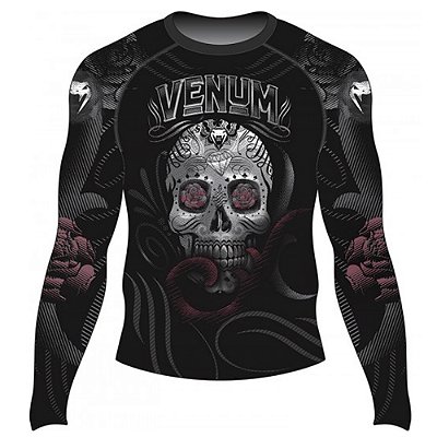 Rash Guard Venum Skull and Roses - Manga Longa