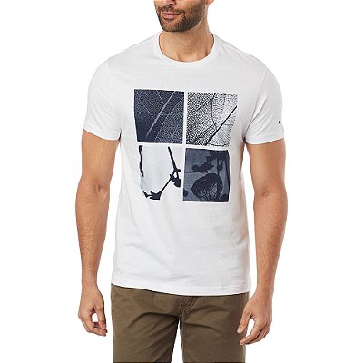 Camiseta Aramis Folha Quadros Branco Masculino