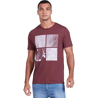 Camiseta Aramis Folha Quadros Bordo Masculino