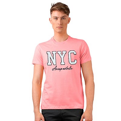 Camiseta Aéropostale NYC Big Logo Rosa Masculino