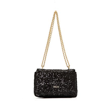 Bolsa Crossbody Colcci Elegance Paetê V23 Preto Feminino
