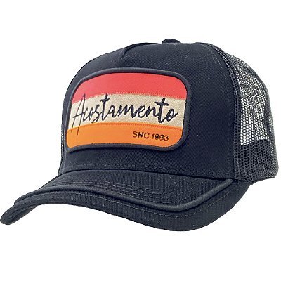 Boné Trucker Acostamento Bordado Laser Mediterraneo Preto