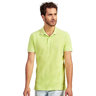 Camisa Polo Acostamento Listras V23 Verde Masculino