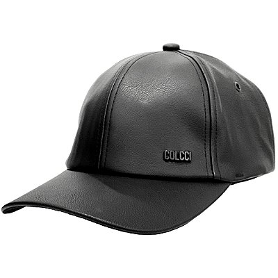 Boné Colcci Aba Curva Couro Strapback Preto