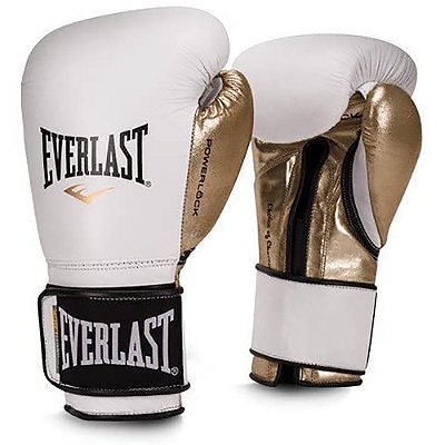 Luva de Boxe Everlast PowerLock Branco e Dourado