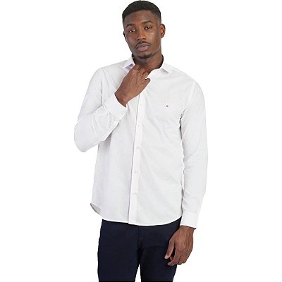 Camisa Slim Aramis Micro Xadrez V23 Branco Masculino