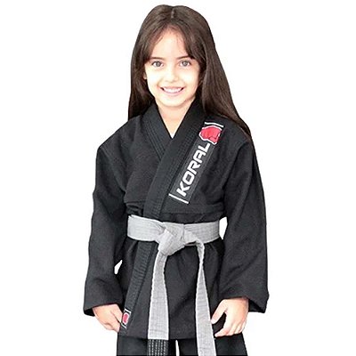 Kimono Jiu Jitsu Koral Infantil Trançado Preto