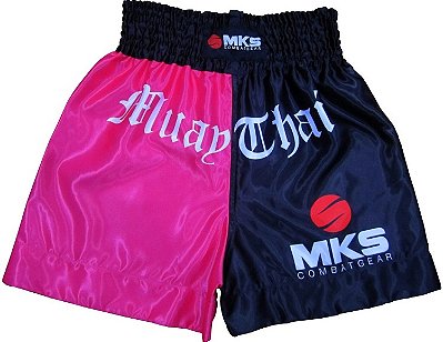 Short Muay Thai MKS Preto / Rosa