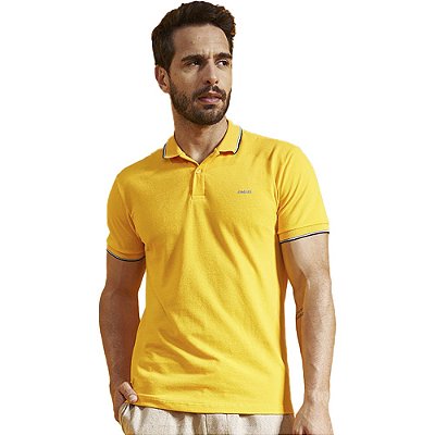 Camisa Polo Colcci Listras AV23 Amarelo Masculino