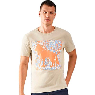 Camiseta Acostamento Leaves O23 Bege Masculino