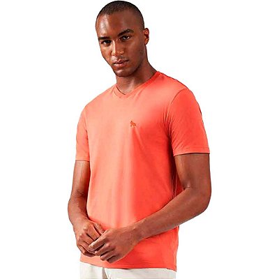 Camiseta Acostamento Gola V Elastano O23 Laranja Masculino