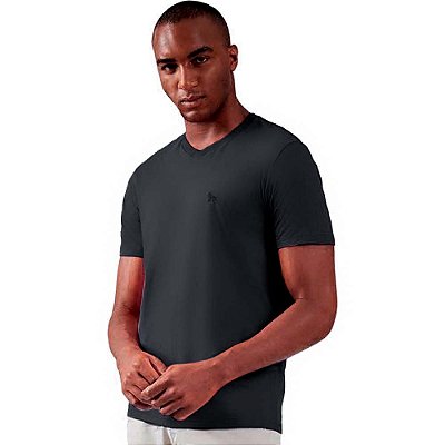 Camiseta Acostamento Gola V Elastano O23 Preto Masculino