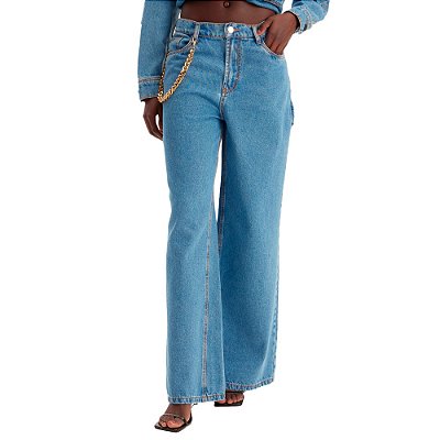 Calça Jeans Lança Perfume Wide Leg High IV23 Azul Feminino