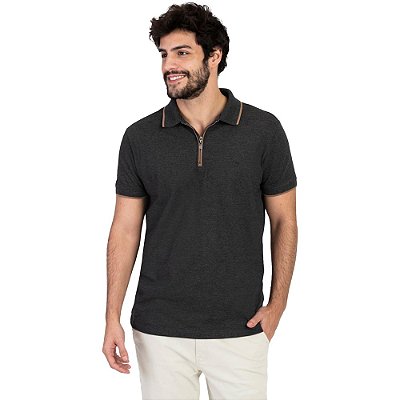 Camisa Polo Aramis Zip IN23 Grafite Mescla Masculino