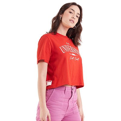 Camiseta Coca Cola University IN23 Vermelho Feminino