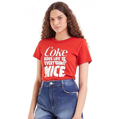 Camiseta Coca Cola Estampada IN23 Vermelho Feminino