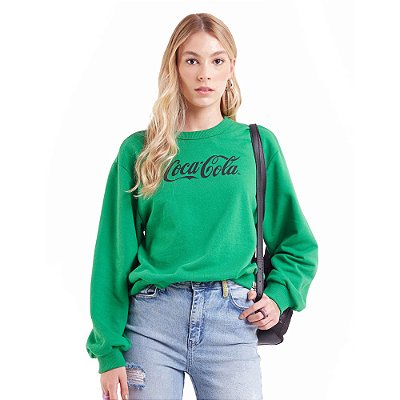 Moletom Coca Cola Over OU23 Verde Feminino