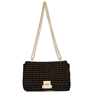 Bolsa Crossbody Colcci Tweed Collection IN23 Preto Feminino