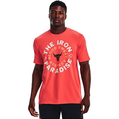 Camiseta Under Armour Project Rock Iron Laranja Masculino