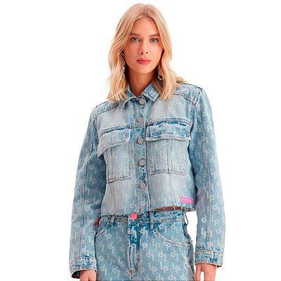 Jaqueta Jeans Easy Lança Perfume Cropped IN23 Azul Feminino