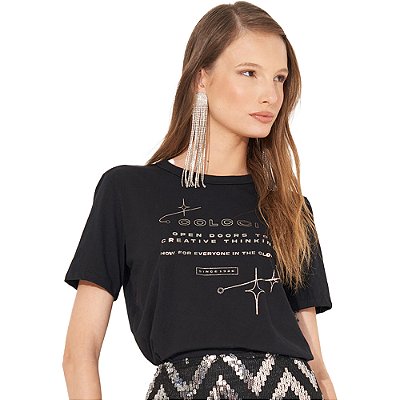 Camiseta Colcci Letter IN23 Preto Feminino