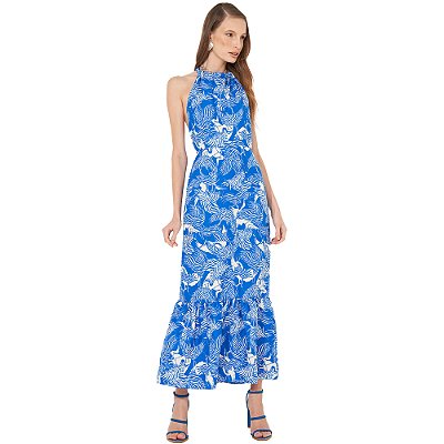 Vestido Linho Colcci Estampado IN23 Azul Feminino