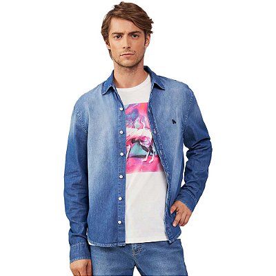 Camisa Jeans Acostamento Casual IN23 Azul Masculino